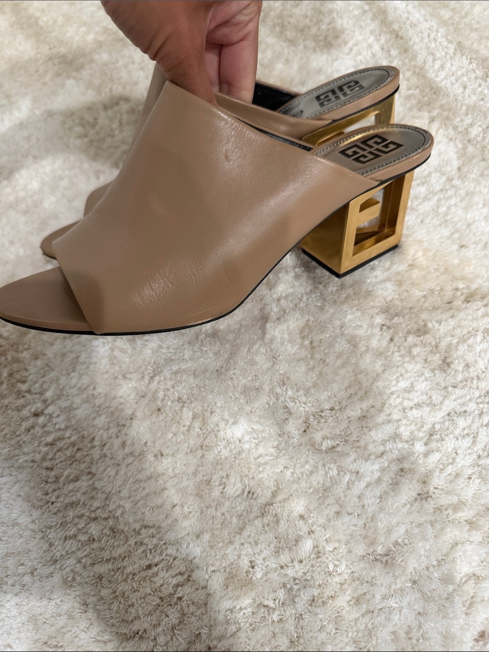 Givenchy Beige Leather Open-Toe Slide Mules View 6